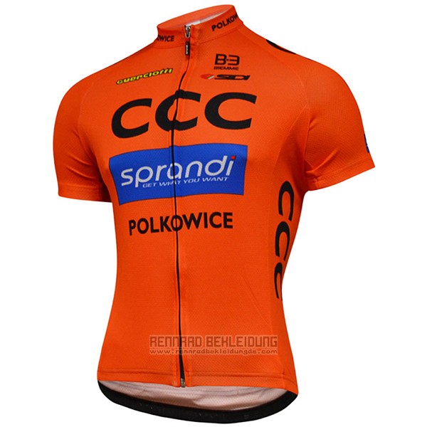 2017 Fahrradbekleidung CCC Shwarz und Orange Trikot Kurzarm und Tragerhose